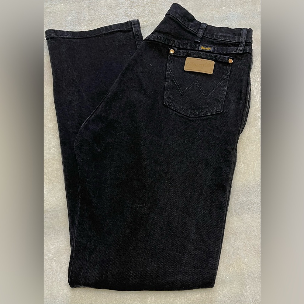 Men’s Black Wrangler Jeans 36”x34” Cowboy Western Rodeo stretch Logo Style A001 - Picture 9 of 12